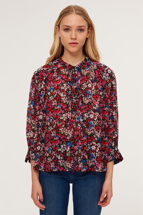 ARMILLA RED FLORAL PRINT FLOWING BLOUSE