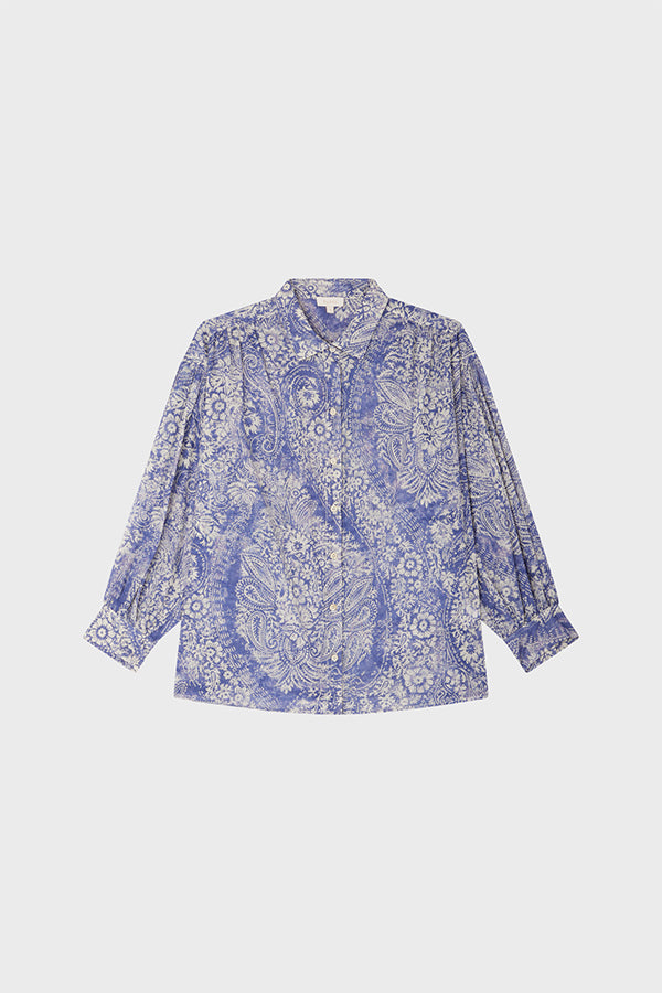 ARMINDA BLUE PAISLEY COTTON VOILE SHIRT