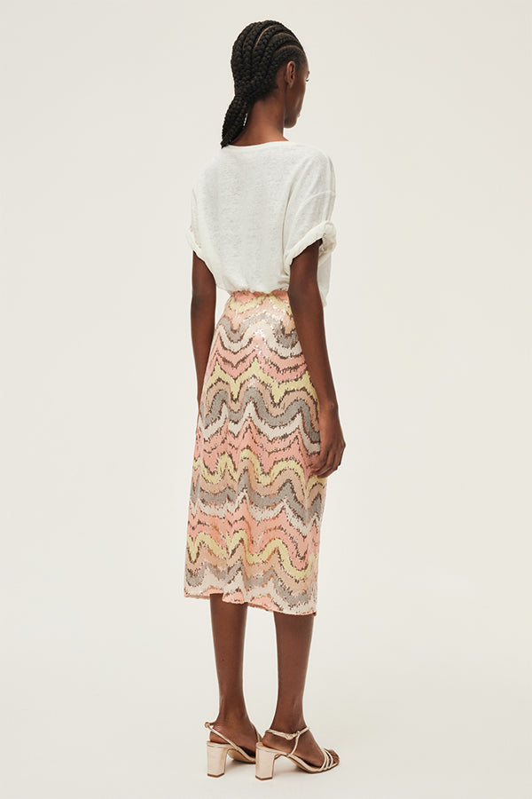 DORA PASTEL SEQUINED MIDI SKIRT