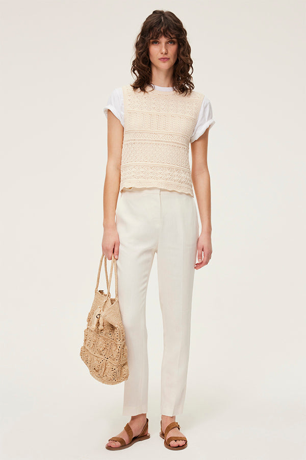 JULIEN ECRU LINEN MIX TROUSERS