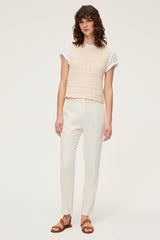 JULIEN ECRU LINEN MIX TROUSERS