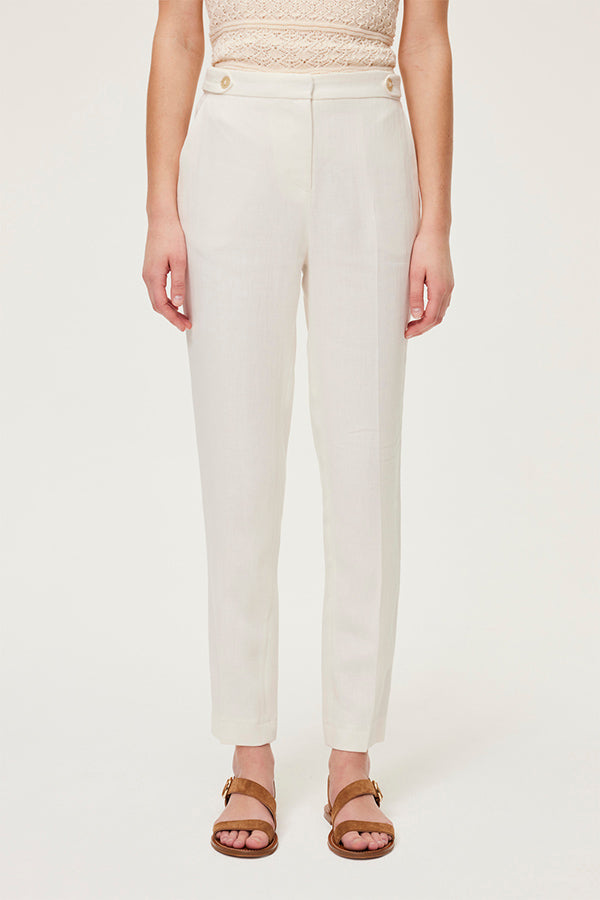 JULIEN ECRU LINEN MIX TROUSERS