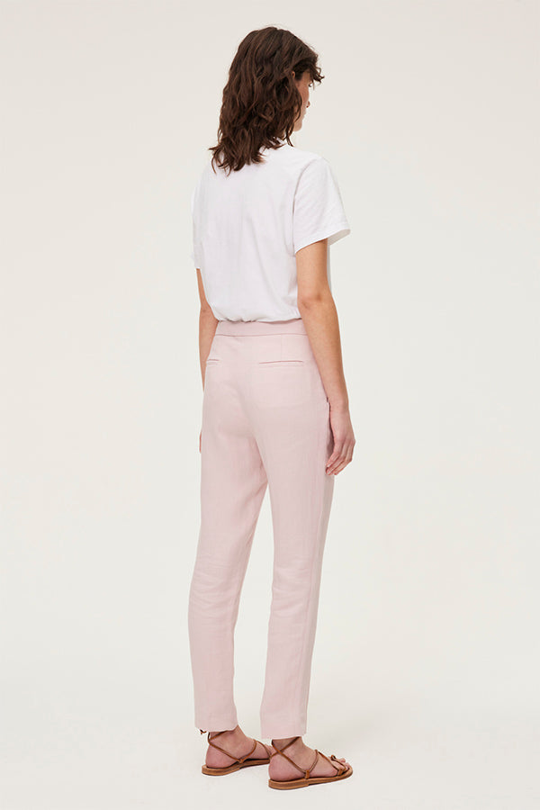 JULIEN NUDE LINEN MIX TROUSERS