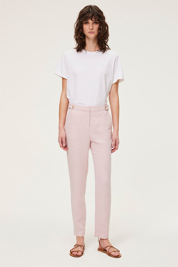 JULIEN NUDE LINEN MIX TROUSERS