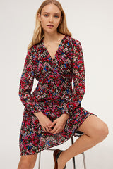 ELSA RED FLORAL PRINT SHORT FITTED DRESS