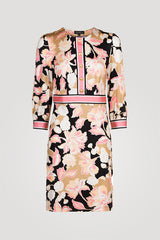 PALATINA PINK BLACK FLORAL PRINT DRESS