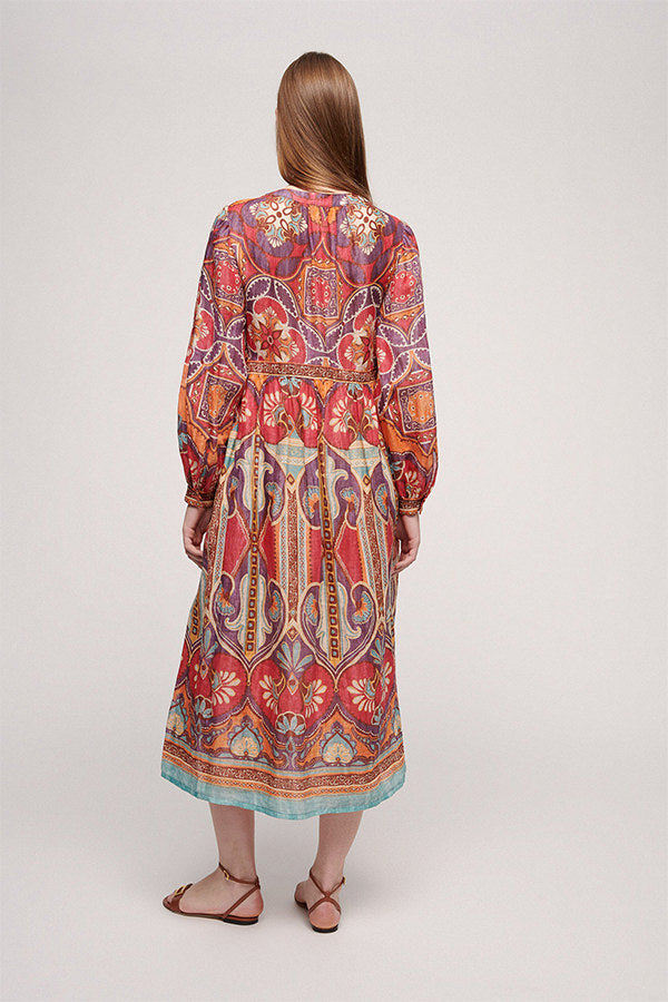 PERLE KAFTAN STYLE JACQUARD PATTERN DRESS