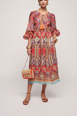 PERLE KAFTAN STYLE JACQUARD PATTERN DRESS