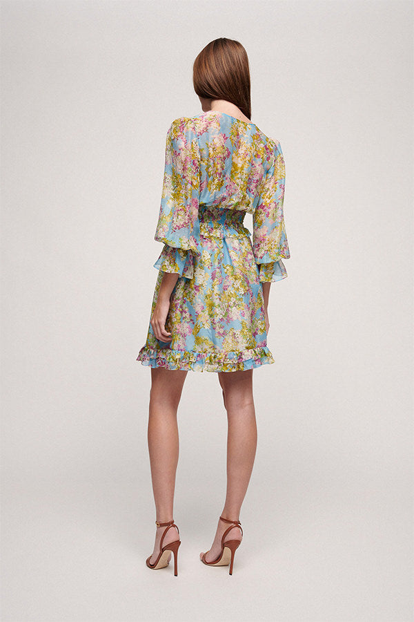 PITTI SMOCK RUFFLED FLORAL DRESS