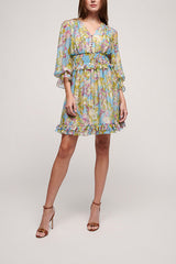 PITTI SMOCK RUFFLED FLORAL DRESS