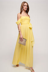 PITTURA DRAPED LONG SILK DRESS