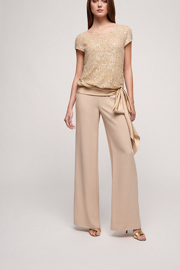 PLATANO ELEGANT SEQUINNED TOP JUMPSUIT