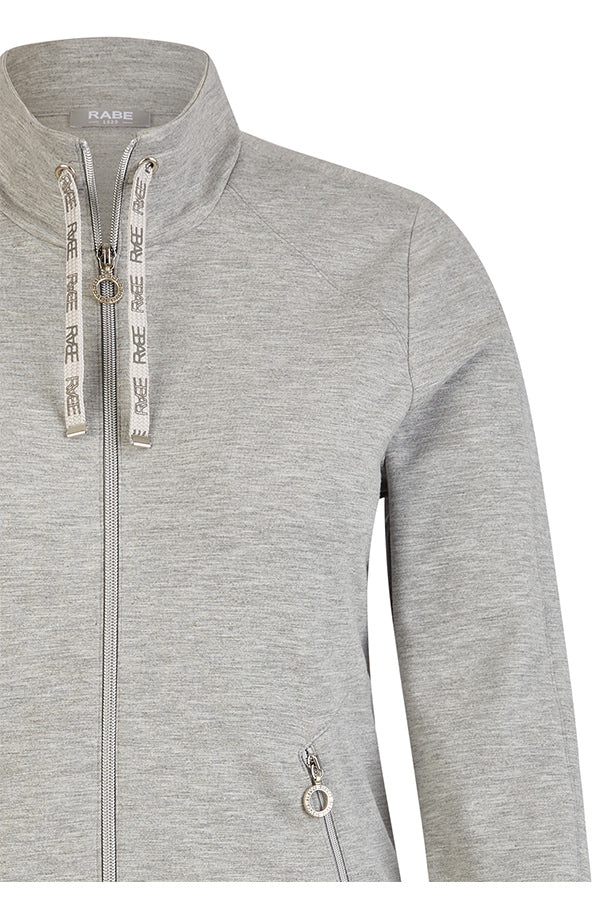 HEATHER GREY CASUAL ZIPPED JACKET