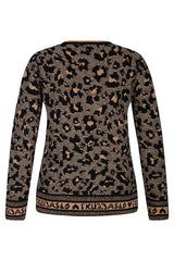 BROWN ANIMAL PRINT SWEATER