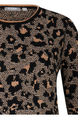 BROWN ANIMAL PRINT SWEATER