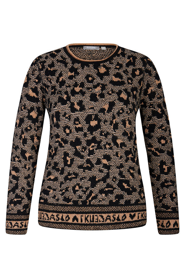 BROWN ANIMAL PRINT SWEATER