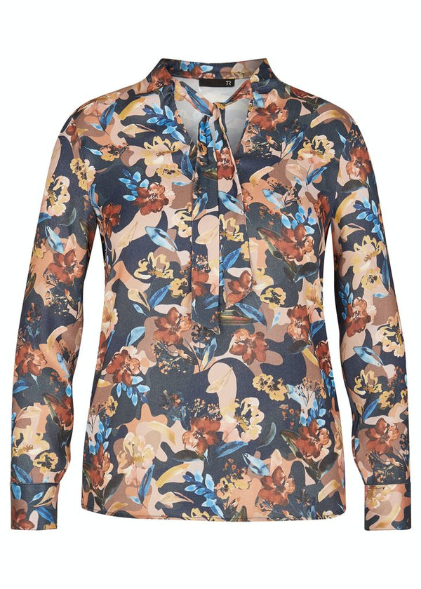 FLORAL GRAPHIC PRINT V-NECK BLOUSE