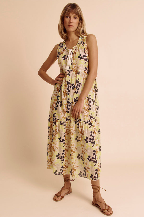 RICCI-FEUILLAGE FLORAL PRINT VOILE DRESS