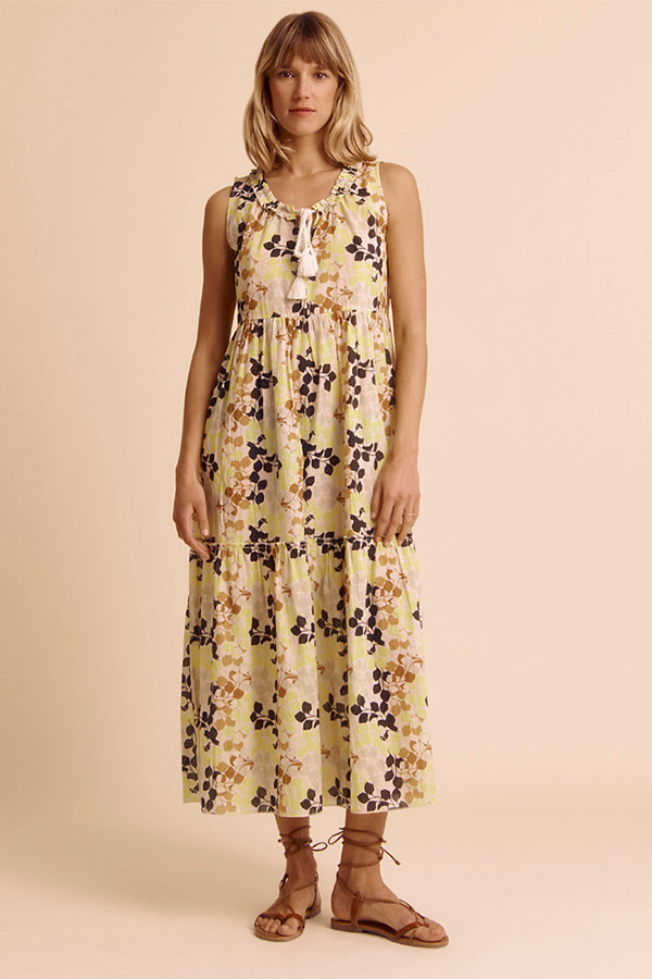 RICCI-FEUILLAGE FLORAL PRINT VOILE DRESS