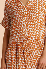 RIFLORE GEOMETRIC PRINT FLUID VISCOSE DRESS