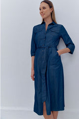 ROCALINE FLOWING DENIM SHIRT DRESS