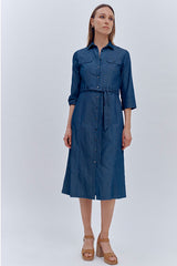 ROCALINE FLOWING DENIM SHIRT DRESS