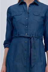 ROCALINE FLOWING DENIM SHIRT DRESS