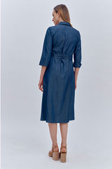 ROCALINE FLOWING DENIM SHIRT DRESS