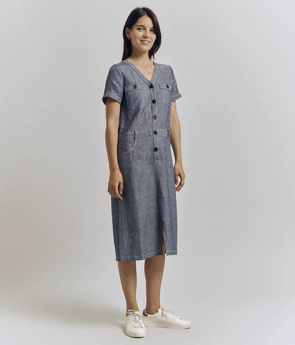 ROLINO STRAIGHT CHAMBRAY DRESS