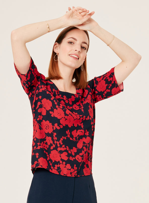 OCTAVIE SQUARE COLLAR TOP WITH FLORAL PRINT