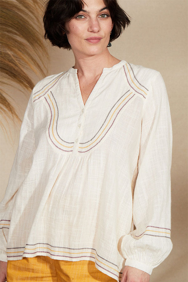 PACOME MUSTARD EMBROIDERED TUNIC