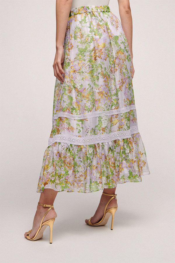 TRASIMENO LILAC FLORAL PRINT SKIRT