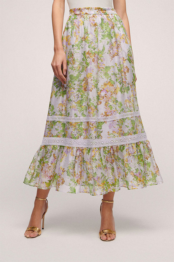 TRASIMENO LILAC FLORAL PRINT SKIRT