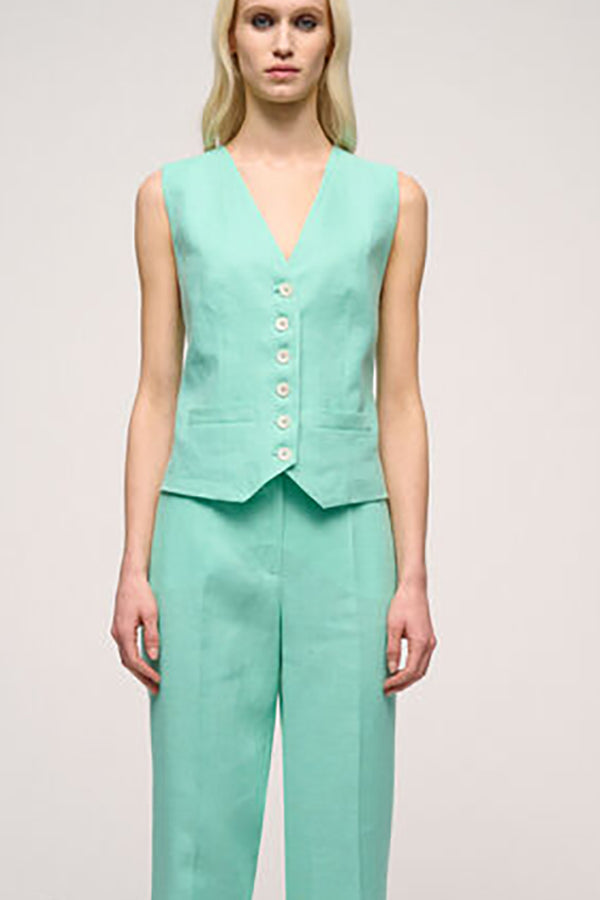 VARO TURQUOISE CLASSIC LINEN VEST