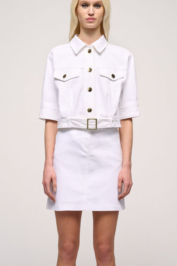 VISTO WHITE CROPPED COTTON JACKET