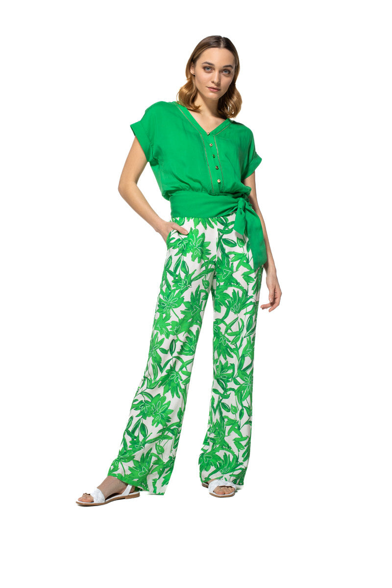 LOOSE FIT FLORAL PRINT STRAIGHT TROUSERS