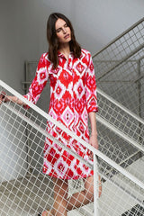 ADRIANA IKAT RED PRINT DRESS