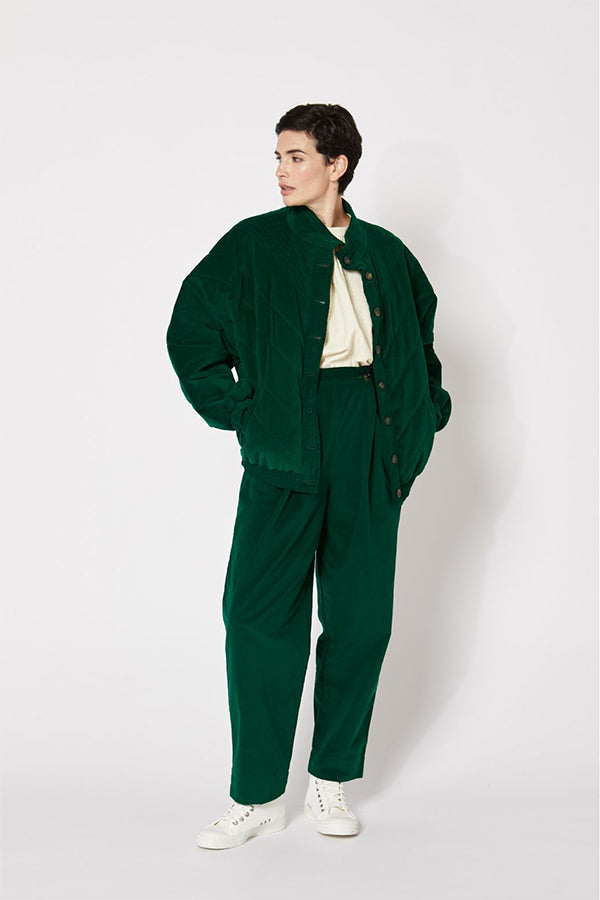 MILLIE SOLID GREEN VELVET COAT